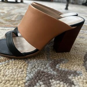 Seychelles Tan and Black Mules